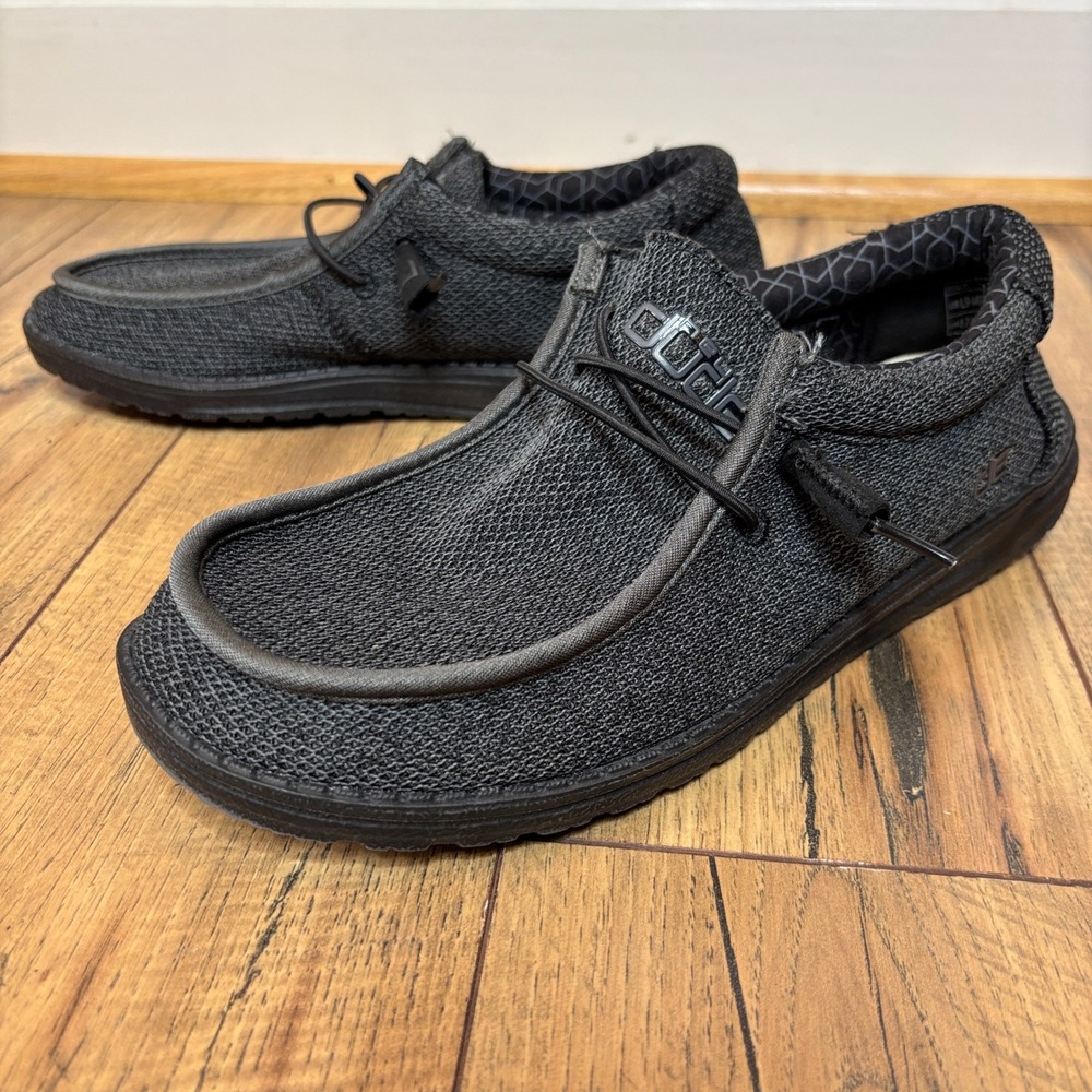 Hey Dude Wally Total Black Mesh Slip On Casual Loafers Mens Shoes Size 40 - Picture 5 of 11